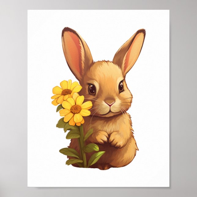 Cartoon rabbit illustration poster (Front)