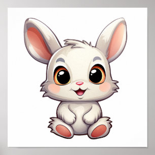 Cartoon rabbit illustration poster