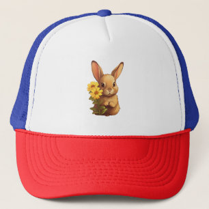 Cartoon rabbit illustration trucker hat