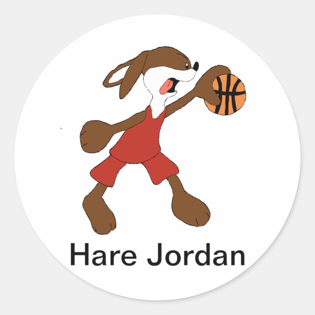 Cartoon Rabbit Michael Jordan Fan Classic Round Sticker (Front)