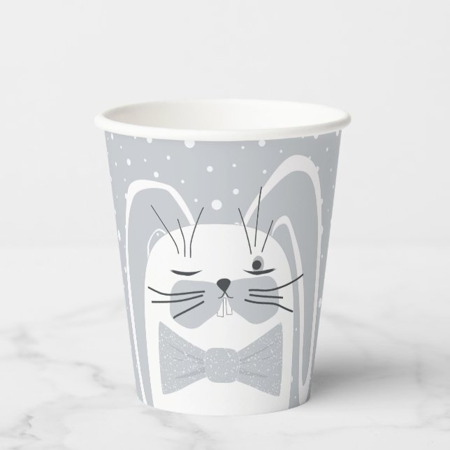 Cartoon rabbit, symbol 2023.  paper cups (Front)