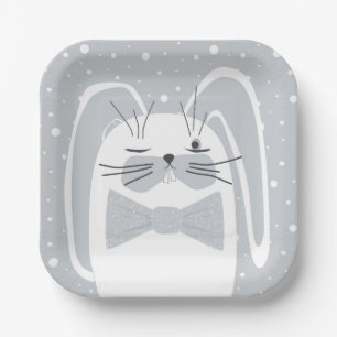 Cartoon rabbit, symbol 2023.  paper plate