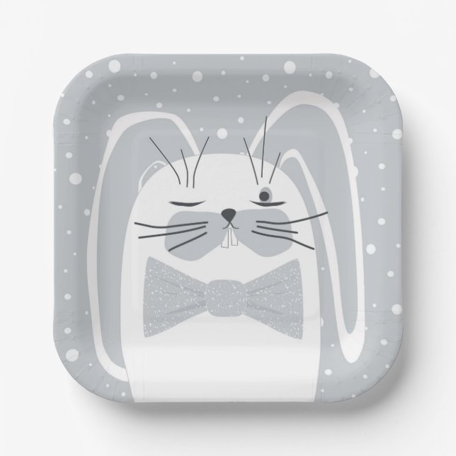 Cartoon rabbit, symbol 2023.  paper plate (Front)