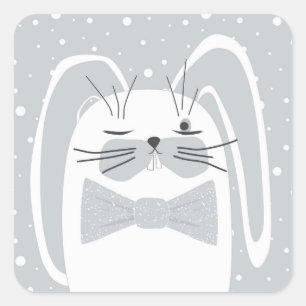 Cartoon rabbit, symbol 2023. square sticker