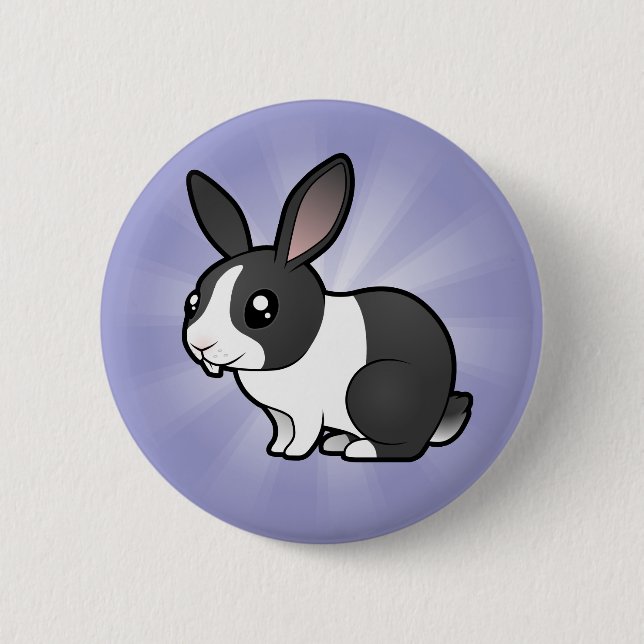 Cartoon Rabbit (uppy ear smooth hair) 6 Cm Round Badge (Front)