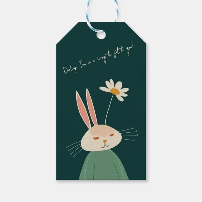 Cartoon rabbit,  Valentine's Day Gift Tags (Front)