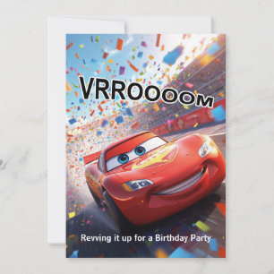 Cartoon Race Car Birthday Party Invitation