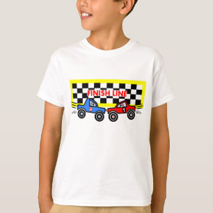 Cartoon Race Cars at Finish Line T-Shirt