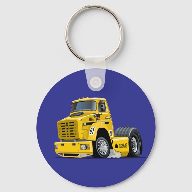 Cartoon Racing truck Key Ring (Front)
