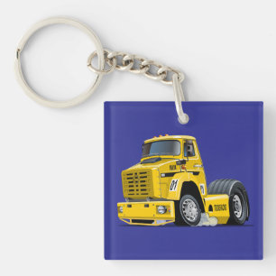Cartoon Racing truck Key Ring