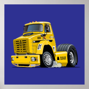 Cartoon Racing truck Poster