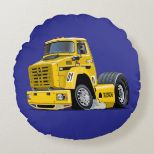 Cartoon Racing truck Round Cushion