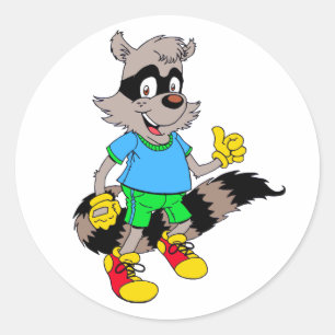 Cartoon Racoon Classic Round Sticker