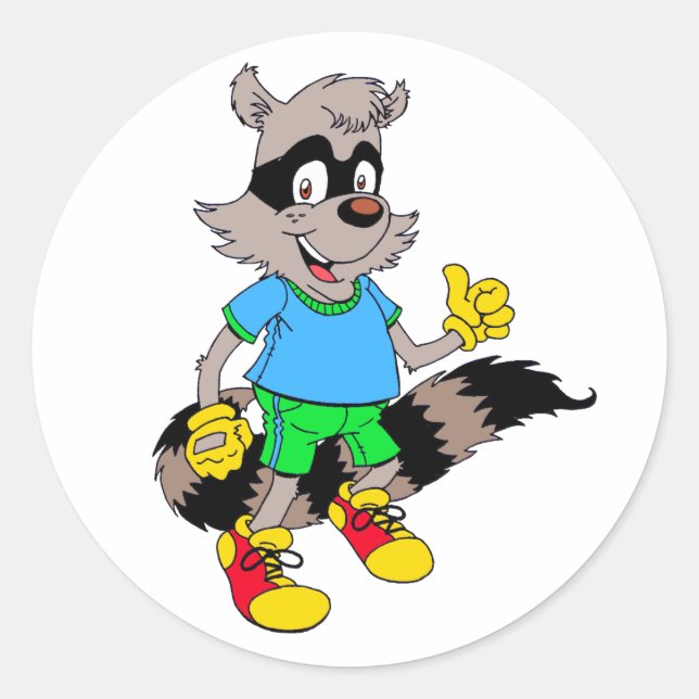 Cartoon Racoon Classic Round Sticker (Front)
