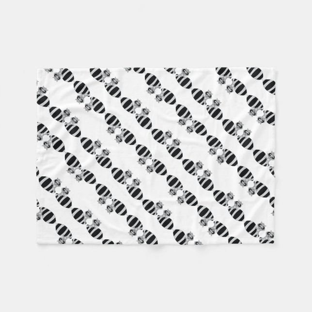 Cartoon Racoon Pattern Fleece Blanket (Front (Horizontal))