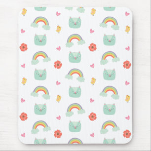 Cartoon Rainbow Cat Pattern Mouse Pad