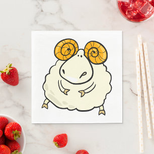 Cartoon Ram Sheep Napkin