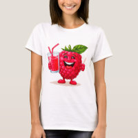 Cartoon Raspberry Character With a Smoothie