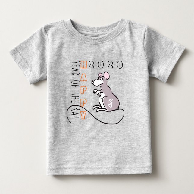 Cartoon Rat Happy Chinese New Year 2020 Baby T T-Shirt (Front)