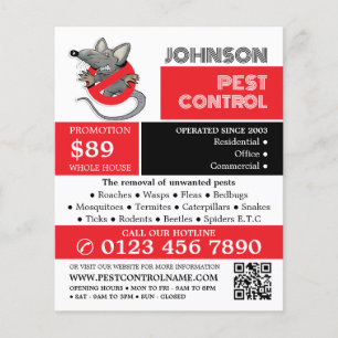 Cartoon Rat Logo - Pest Control Advertising Flyer