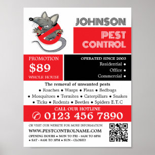 Cartoon Rat Logo - Pest Control Advertising Poster