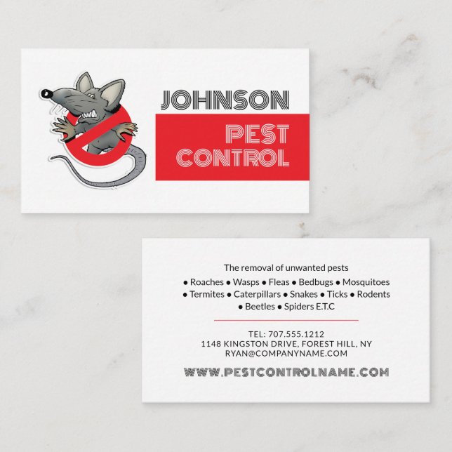 Cartoon Rat Logo - Pest Control Business Card (Front/Back)