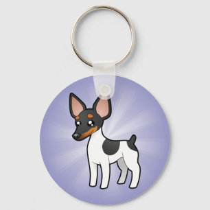 Cartoon Rat Terrier / Toy Fox Terrier Key Ring