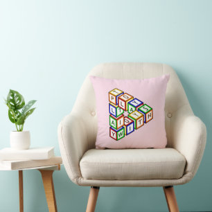 Cartoon Red Blue Yellow Green Toy Blocks Art Cushion