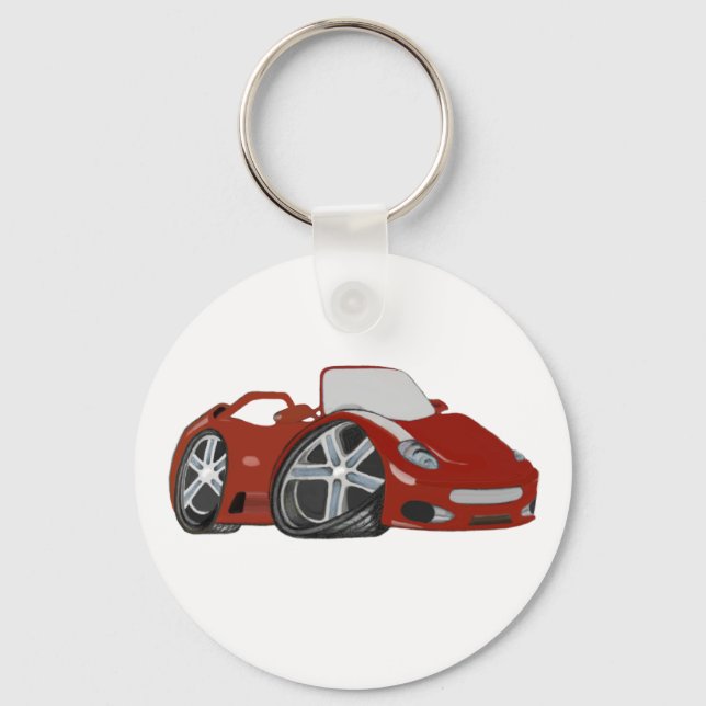 Cartoon Red Car Art Key Ring (Front)