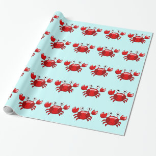 Cartoon red crab wrapping paper