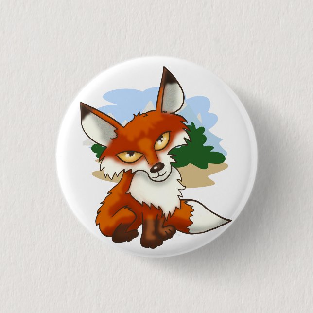 Cartoon Red Fox 3 Cm Round Badge (Front)