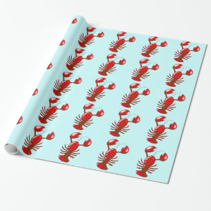 cartoon red lobster wrapping paper
