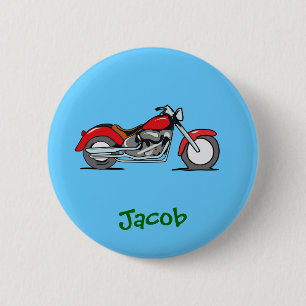 Cartoon Red MotorCycle - MotorBike 6 Cm Round Badge