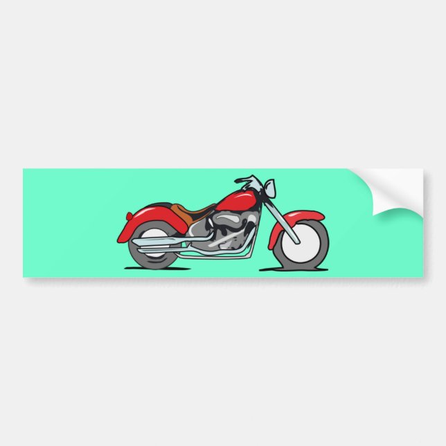 Cartoon Red MotorCycle - MotorBike Bumper Sticker (Front)