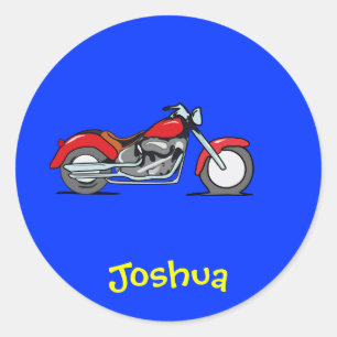 Cartoon Red MotorCycle - MotorBike Classic Round Sticker