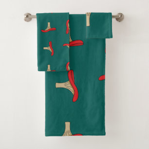 Cartoon Red Mushroom Bath Towel Set