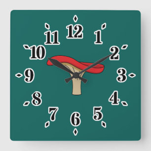 Cartoon Red Mushroom Square Wall Clock