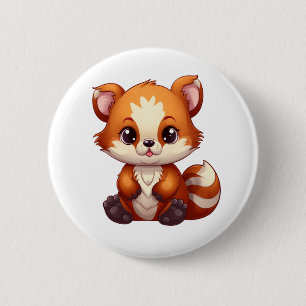 Cartoon red panda illustration 6 cm round badge