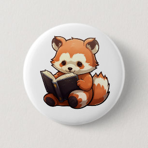 Cartoon red panda illustration 6 cm round badge