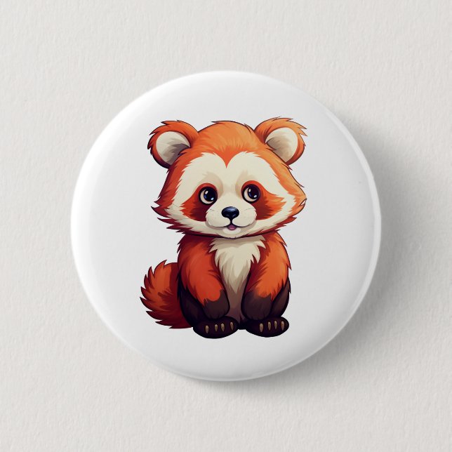 Cartoon red panda illustration 6 cm round badge (Front)