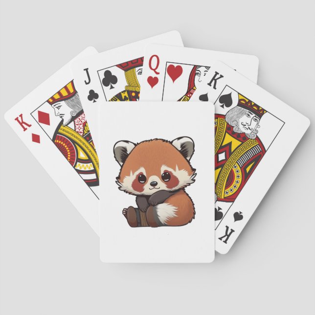 Cartoon red panda illustration playing cards (Back)