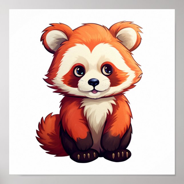 Cartoon red panda illustration poster (Front)