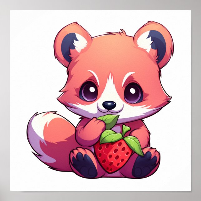 Cartoon red panda illustration poster (Front)