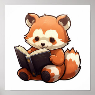 Cartoon red panda illustration poster