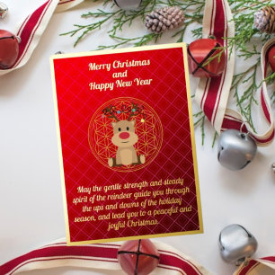 Cartoon Reindeer Christmas Foil Card