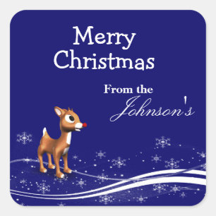 Cartoon Reindeer Christmas Gift Tags