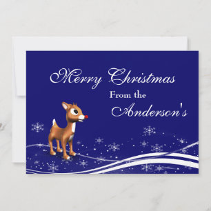 Cartoon Reindeer Christmas Greeting Card