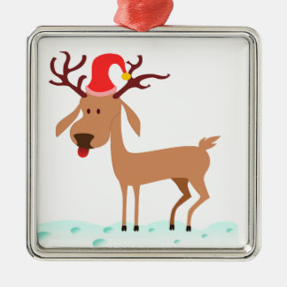 Cartoon Reindeer Metal Ornament
