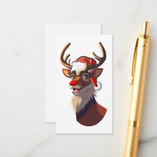 Cartoon reindeer portrait enclosure card