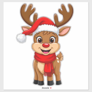 Cartoon Reindeer With Santa Hat 